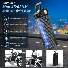 2025 New AOVOPRO E14/E14Pro Electric Bike 1000W Peak Motor 14inch 48V 15.6Ah 62km Long Range 35km/h Foldable with App EBike