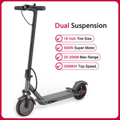 AOVOPRO LP10 Dual Shock Absorption Electric Scooter 35KM 10 Inch 35KM/H Top Speed Cruise Control LED Light Electric Kick Scooter