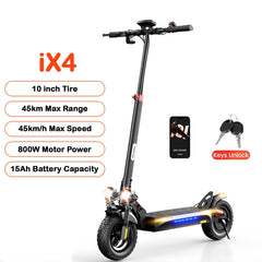 iScooter iX4 Electric Scooter 800W 15Ah Powerful Electric Kick Scooter Anti-skid Off-road Tire  45km Range eScooter 45km/h Speed