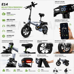 AOVOPRO E14 – Bici Elettrica Pieghevole 500W, 35 km/h, Fino a 62 km - REMO MARK