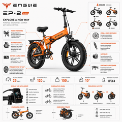 ENGWE EP-2 BOOST – Bici Elettrica Pieghevole Fat Tire 250W, 48V 13Ah, fino a 120 km - REMO MARK
