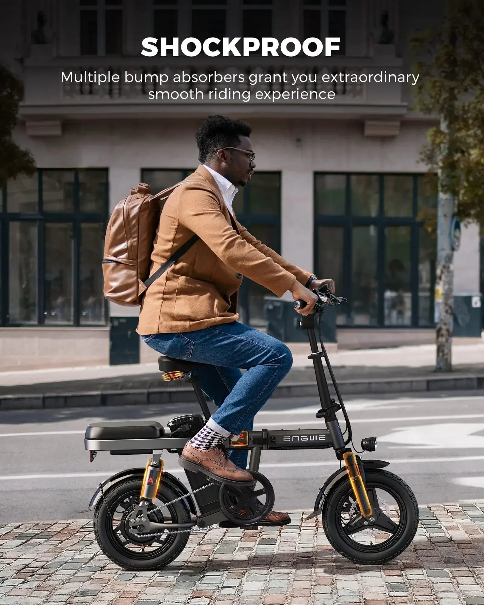 ENGWE T14 Electric Bicycle 250W Motor 48V10AH Removable Battery 14 Inch Mini Ebike Full Suspension Aduit City Foldable E-Bike - REMO MARK