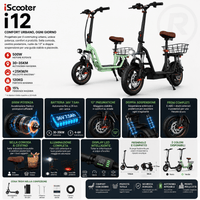 iScooter i12 – Monopattino Elettrico 500W con sella e cestino, 36V 7,5Ah, Ruote 12" - REMO MARK