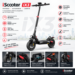 iScooter iX3 – Monopattino Elettrico Off-Road 800W, 48V 10Ah, 40 km/h, Autonomia fino a 40 km - REMO MARK