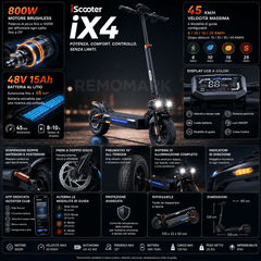 iScooter iX4 – Monopattino Elettrico 800W, 48V 15Ah, 45 km/h - REMO MARK