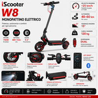 iScooter W8 Monopattino Elettrico 750W – 48V 14Ah, Autonomia fino a 40 km, Ruote 9,3", Sospensioni Dual, App Smart - REMO MARK