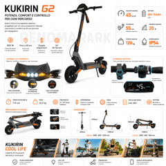 KuKirin G2 – Monopattino Elettrico 800W, 48V 15,6Ah, 55 km di Autonomia - REMO MARK