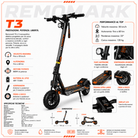 KuKirin T3 - Monopattino Elettrico 800W, 48V 15.6Ah, 45 km/h, Autonomia fino a 58 km - REMO MARK
