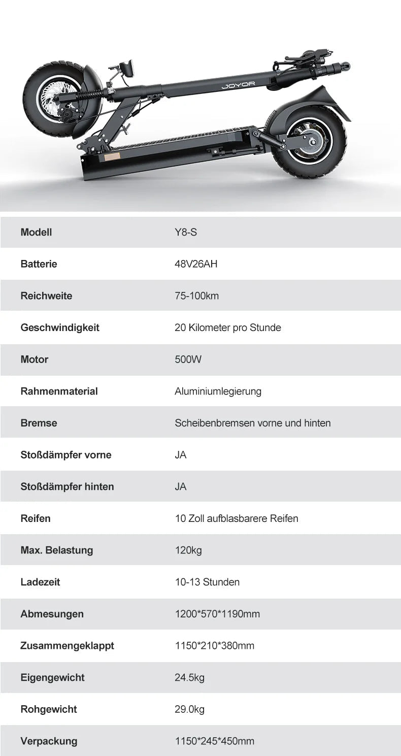 Monopattino Elettrico JOYOR Y8-S: Potenza 500W, Autonomia 60km - REMO MARK